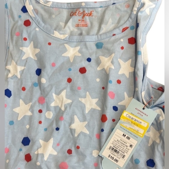 NWT - Cat & Jack Light Blue Star Print Sleeveless Dress Size M (8) - Picture 5 of 5